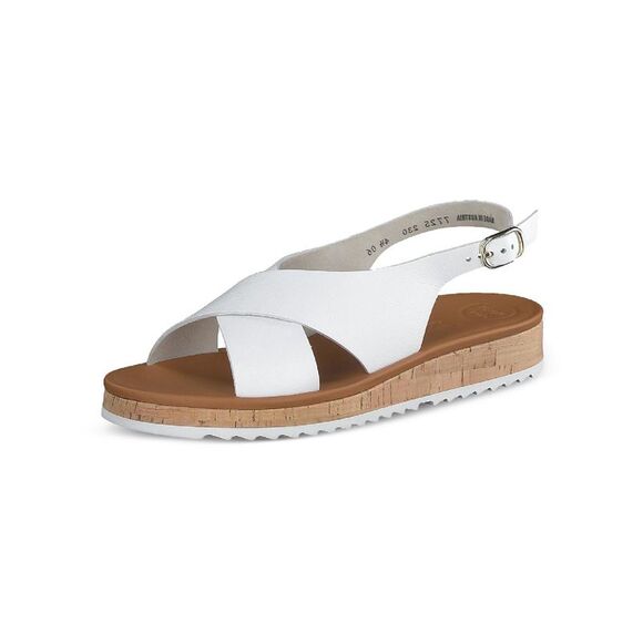 PAUL GREEN Shoes - PAUL GREEN Womens White Cork Holland Open Toe Wedge Leather Slingback Sandal 5.5